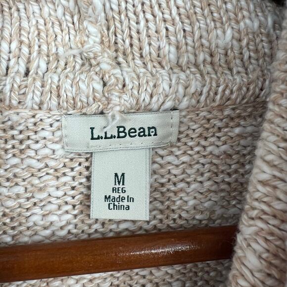 VINTAGE LL Bean 100% cotton funnel neck pullover sweater cream tan size medium - Picture 6 of 8